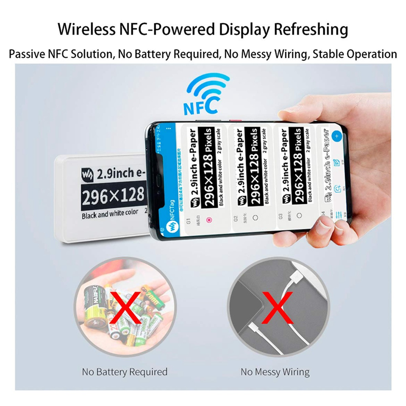Waveshare 2.9 Inch Wireless NF - Display Epaper 2.9 ulasan dan harga